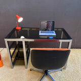 Metal and smoked glass desk