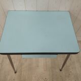 Blue formica table 2 chairs 1 mdj stool