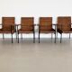Rattan wicker and iron lounge chairs, set of 4