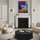 Colorful abstract art 100x80cm on stretched canvas by Bodasca