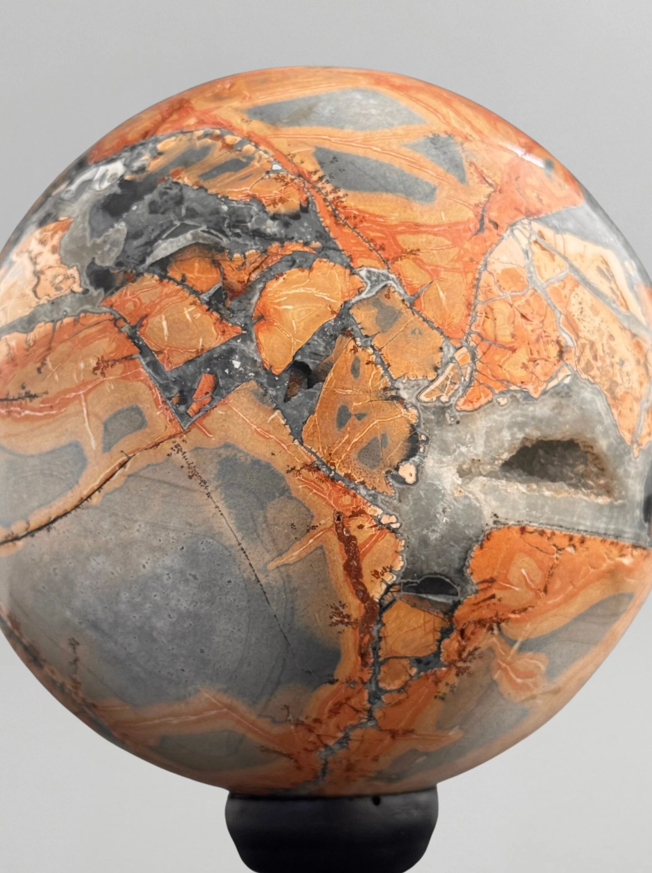 Stunning red Maligano jasper spheres on bases — Decorative mineral duo