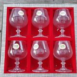 6 new Arques crystal cognac glasses