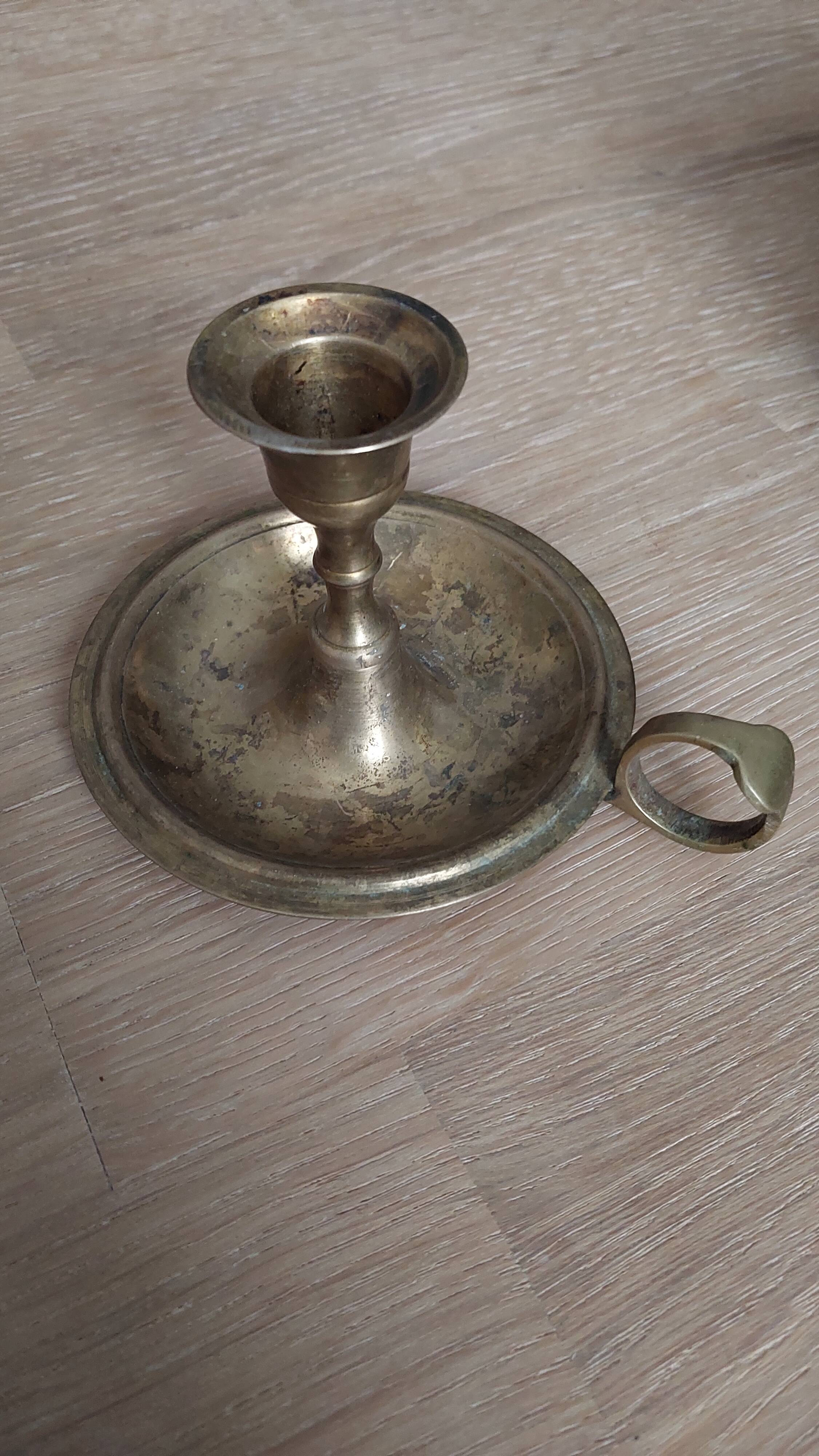 Antique brass candle holder