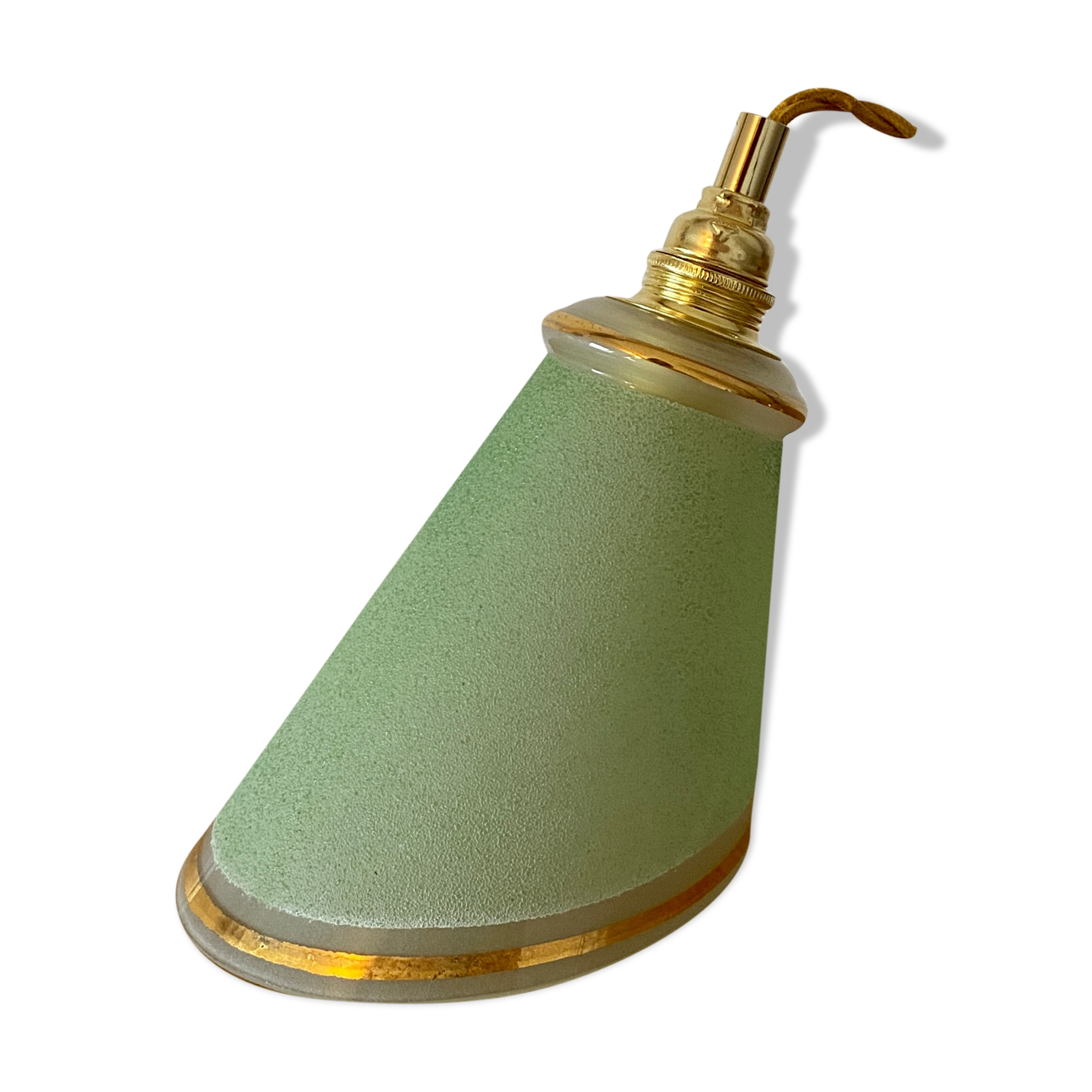 Vintage tulip walkman in green sandblasted glass