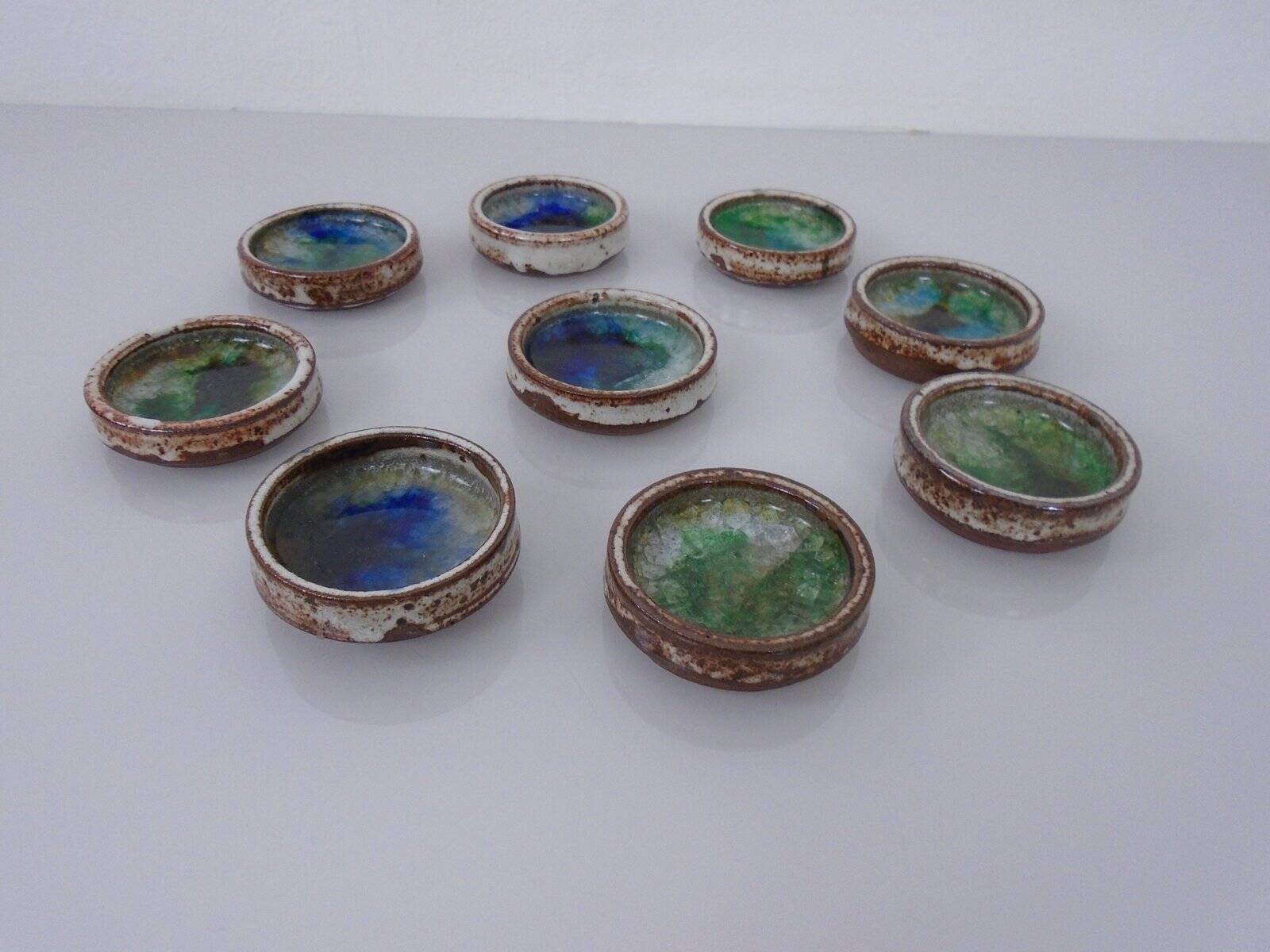 Danish Studio Ceramic Bowls by Jim & Henny Waldorff for Svaneke, 1960s, Set of 9