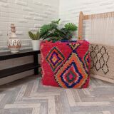 Handmade Berber pouf in wool 60 X 60 X 20 CM