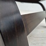 1970s, Scandinavian lounge chair in original condition, brown leather, dark bent wood.