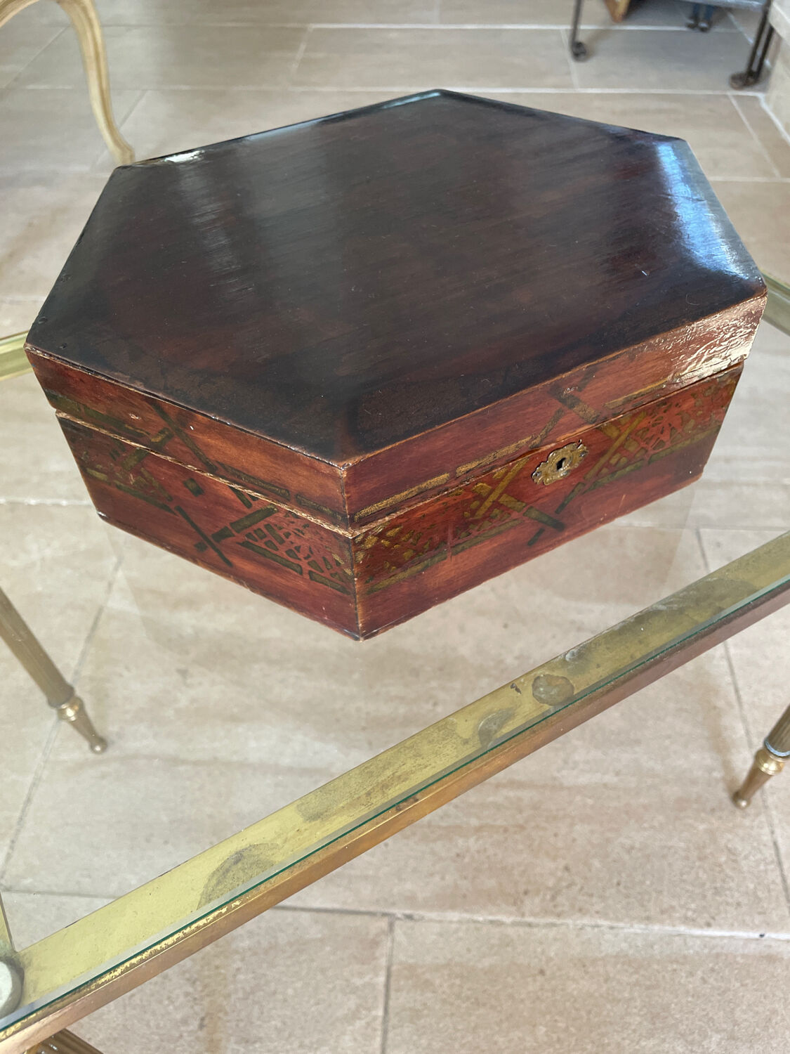 Old varnished wooden box