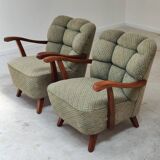 Pair of green Halabala armchairs by Druzba Bratislava B-609 year 59