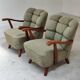 Paire de fauteuils Halabala vert par Druzba Bratislava B-609 année 59