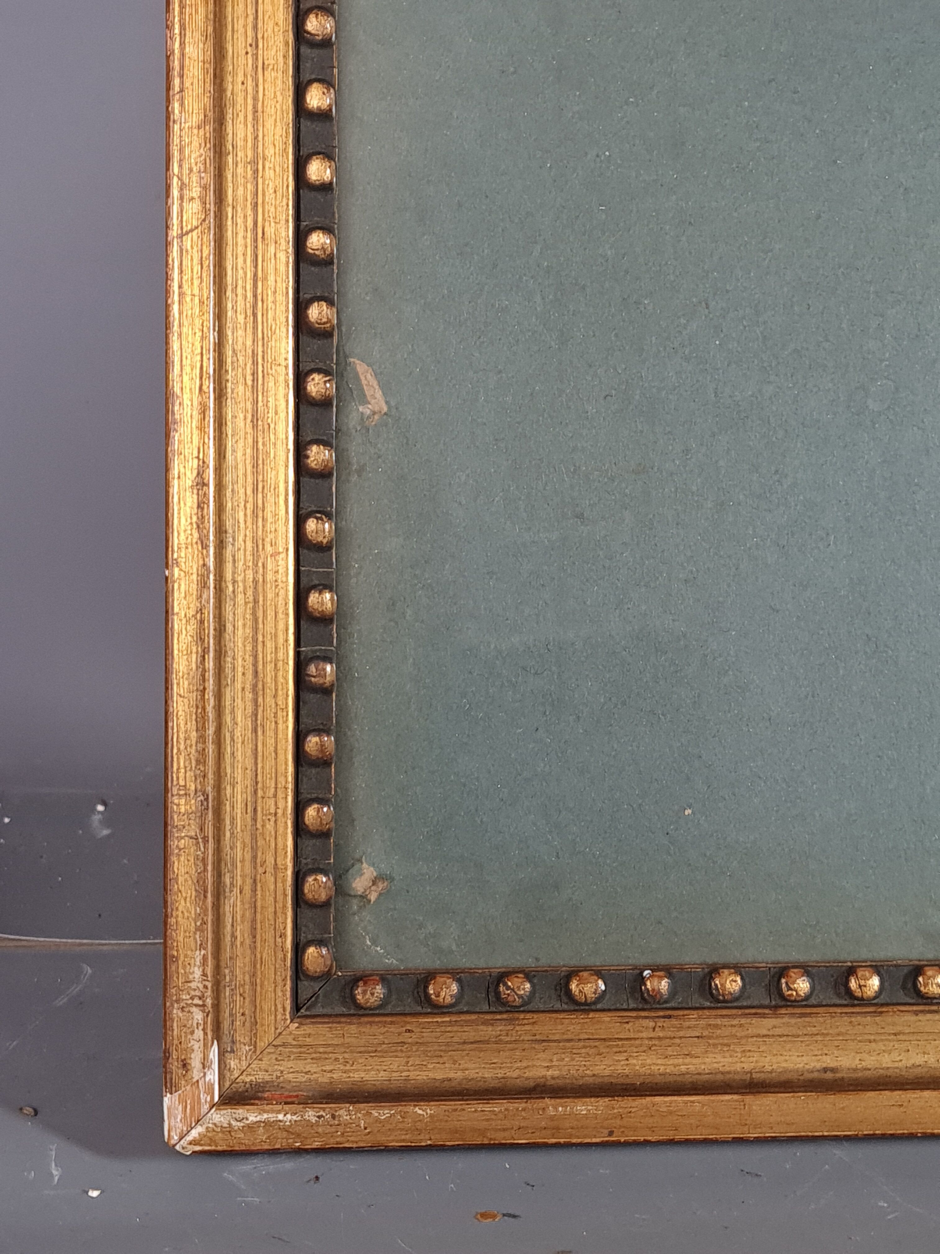Old beaded frame st. Louis XVI gilded stucco wood