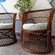 Pair of vintage bamboo rattan armchairs