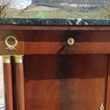 Flamed mahogany enfilade with sea green marble in Empire style.