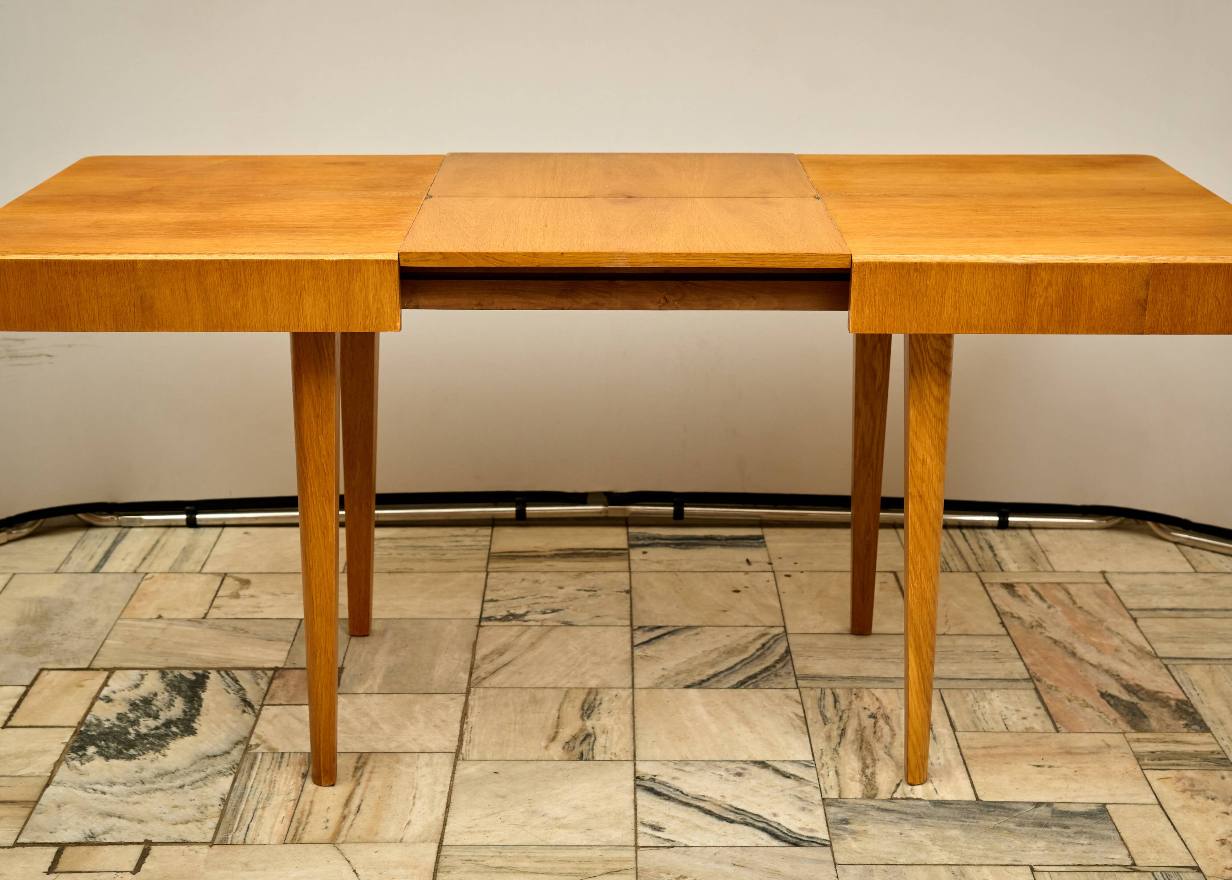 Vintage Extendable Oak Dining Table 1960s Czechoslovakia