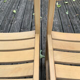 Solid beech chairs André Sornay