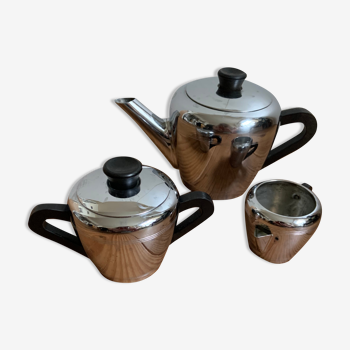 Saint Louis tea set in copper and stainless steel