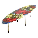 Vintage Oval Coffee Table by Stil Keramos with a Colored Lacquered Ceramic Top