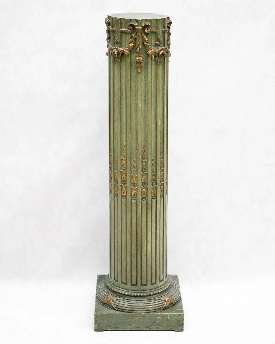 Olive green Louis XVI style pedestal column