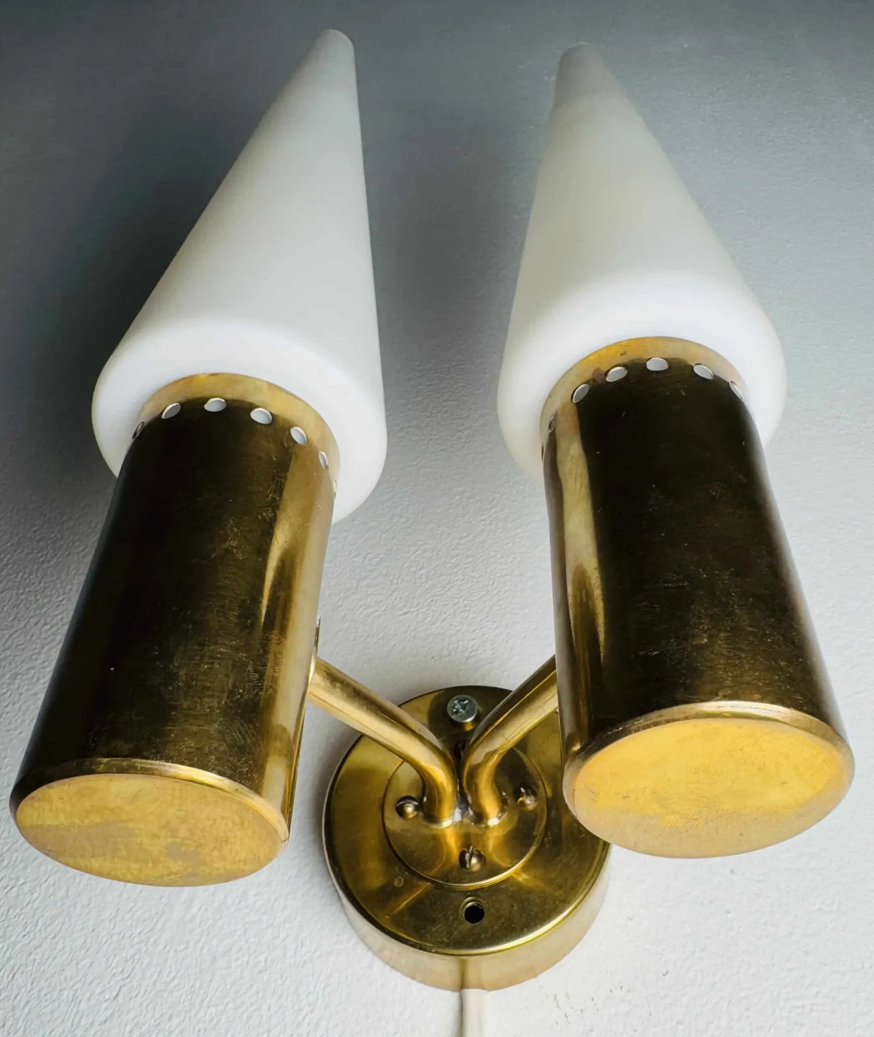Brass Coloured Double Wall Lamp By Hans-Agne Jakobsson For Markaryd, Sweden, 1960S