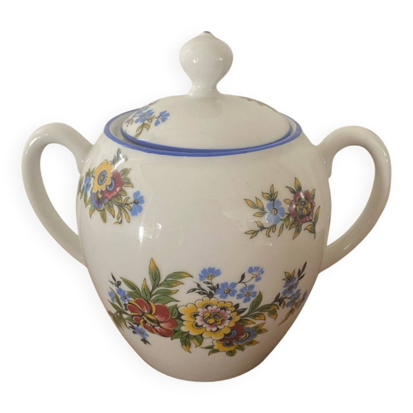 Grand sucrier à la porcelaine fleurie.