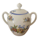 Large sugar bowl with floral porcelain.