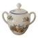 Large sugar bowl with floral porcelain.