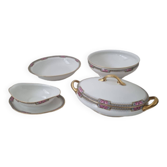 Paulhat pink and gold porcelain tureen service