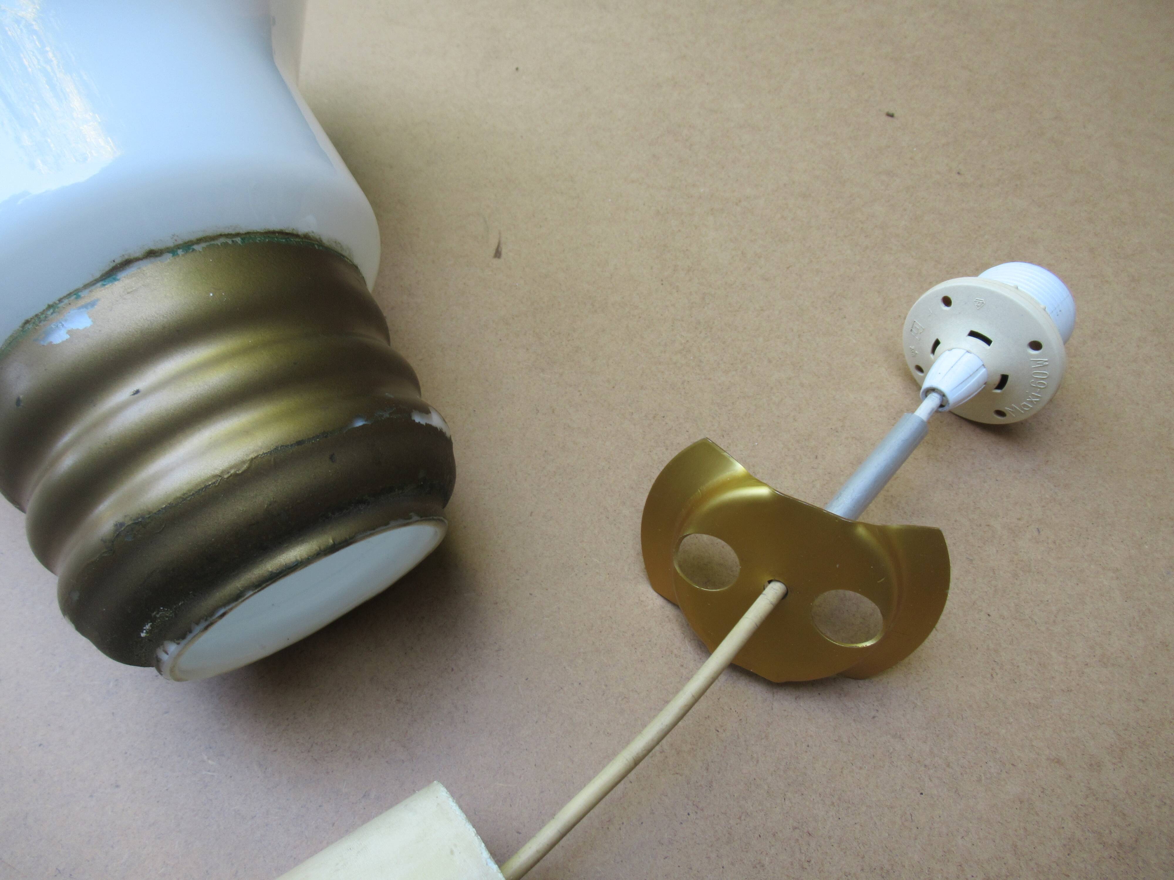 Pendant Lamp Bulb Opaline Glass Vintage 70s