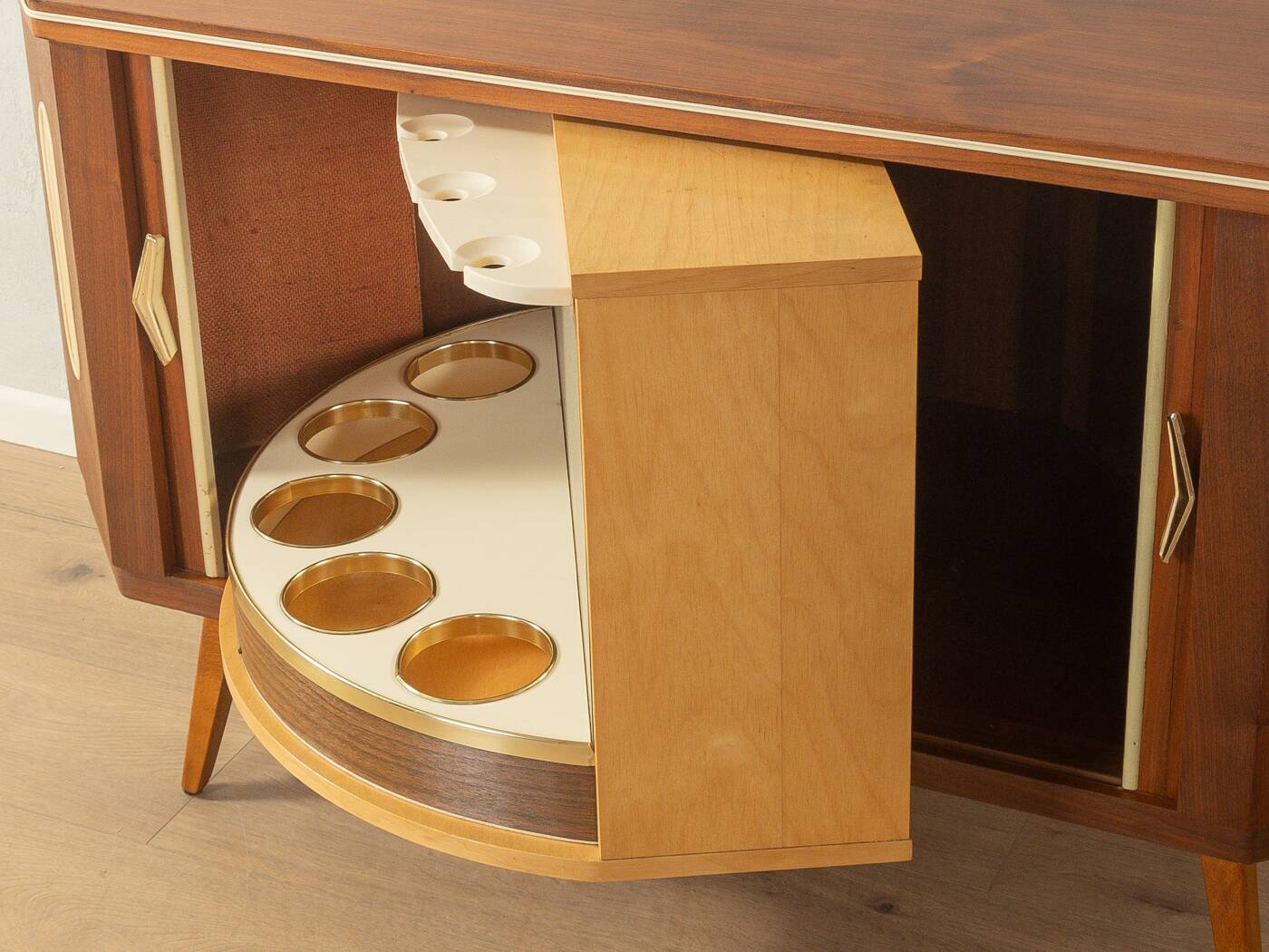 Corner cabinet from the 1950s with integrated bar compartment
