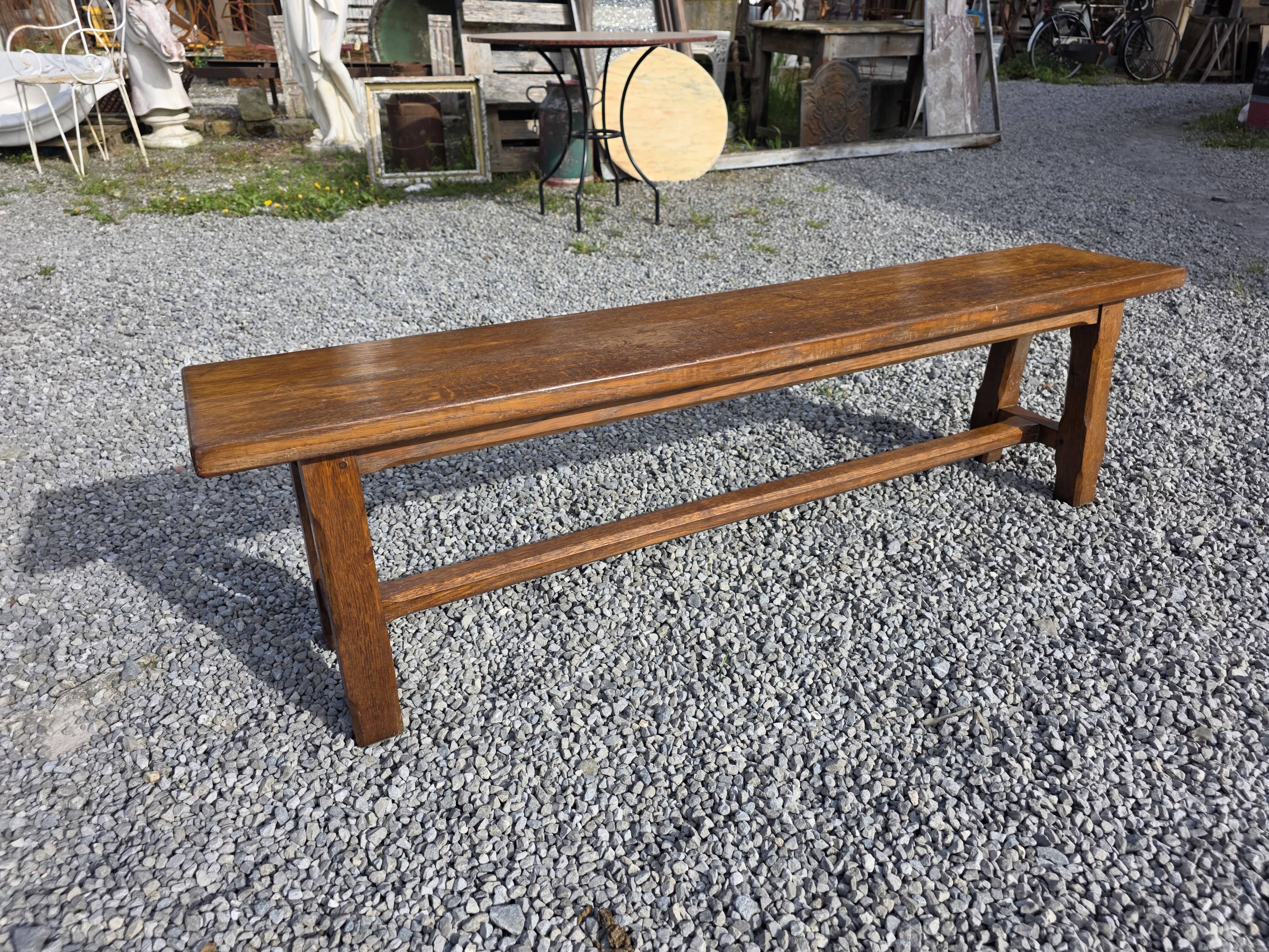 Solid oak farmhouse bench, 160cm in length.