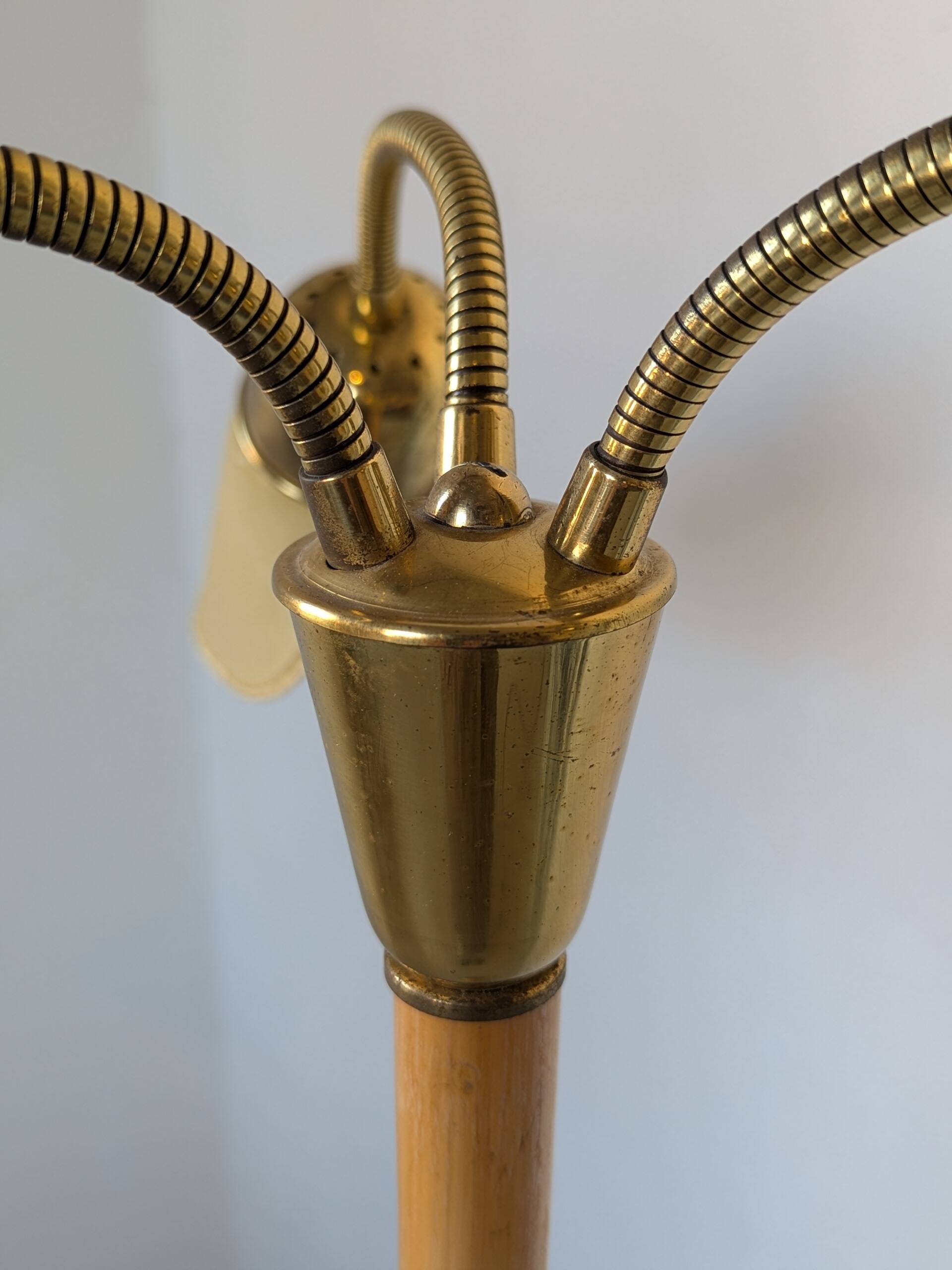 Bamboo and brass floor lamp