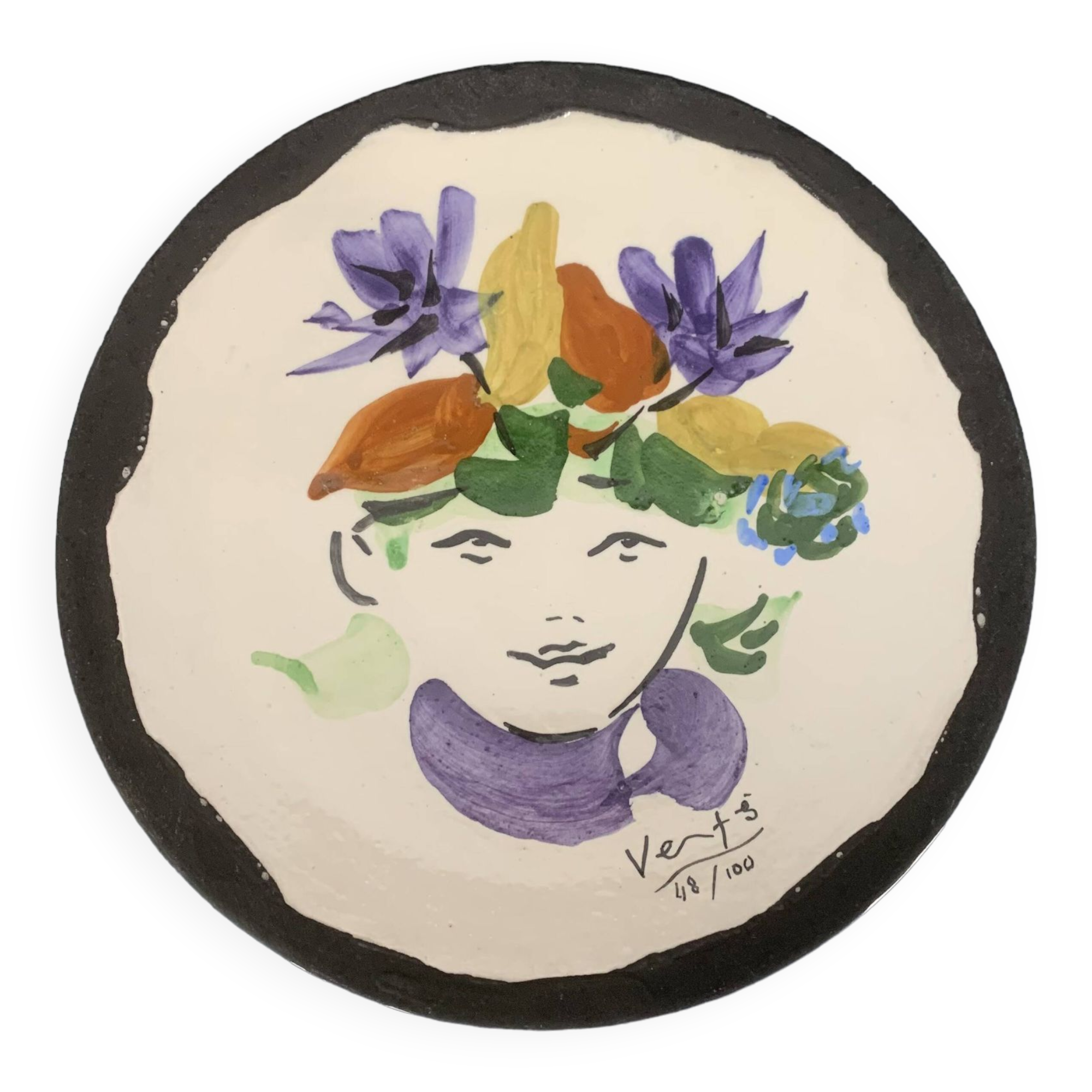 Marcel Vertes Pottery Plate Cup edition Atelier Tapis Vert Vallauris 1950