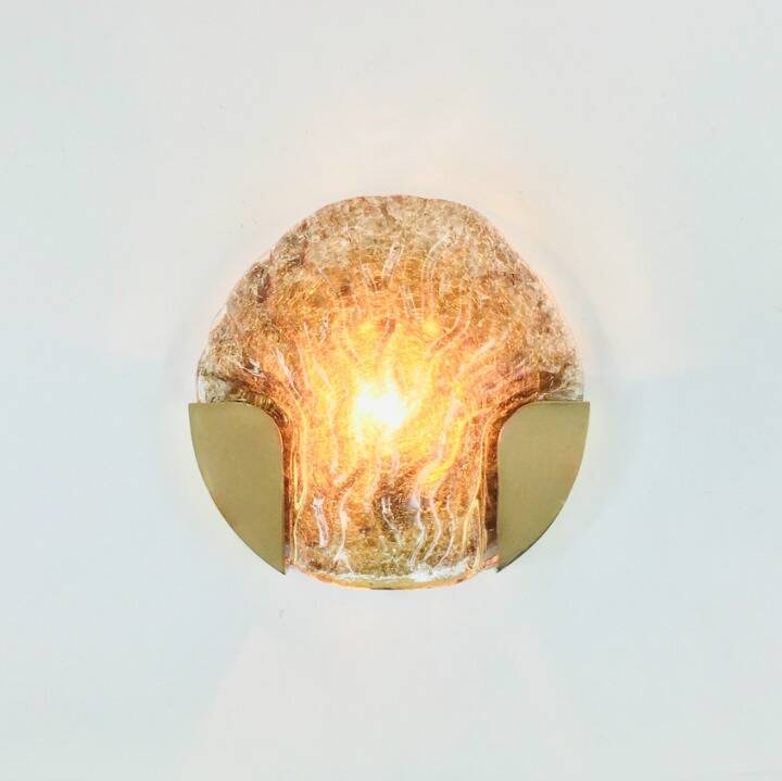 Mid-Century Modern Murano Glass & Brass Wall Light from Kaiser, 1960s