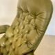 Vintage Swedish mid-century olive green leather lounge chair by Gote Møbler – 1970s