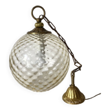 Vintage amber glass ball pendant light