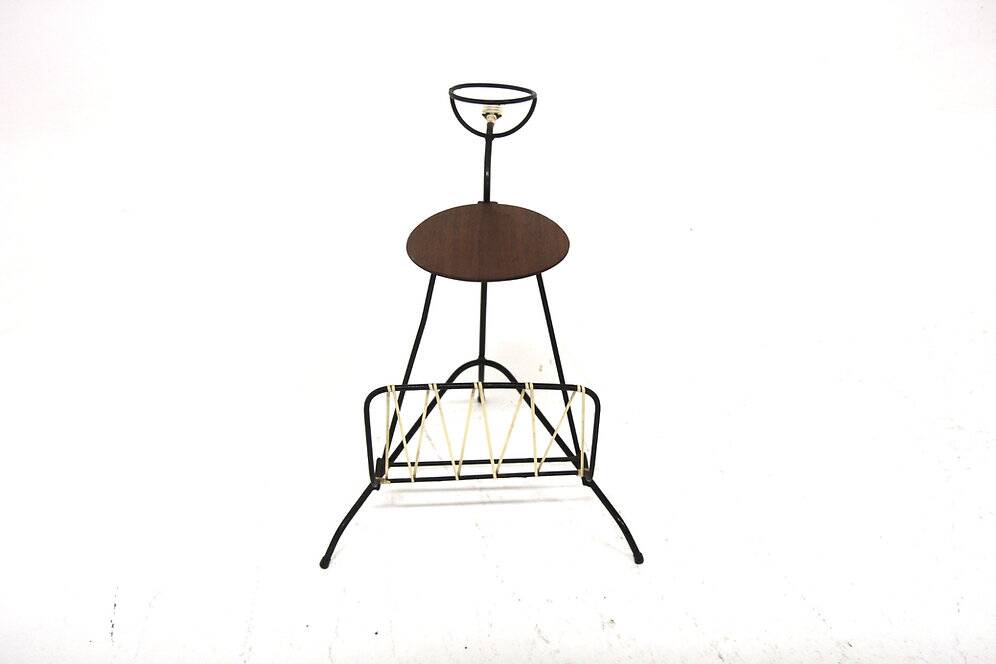 Teak and metal side table, Sweden, 1950s