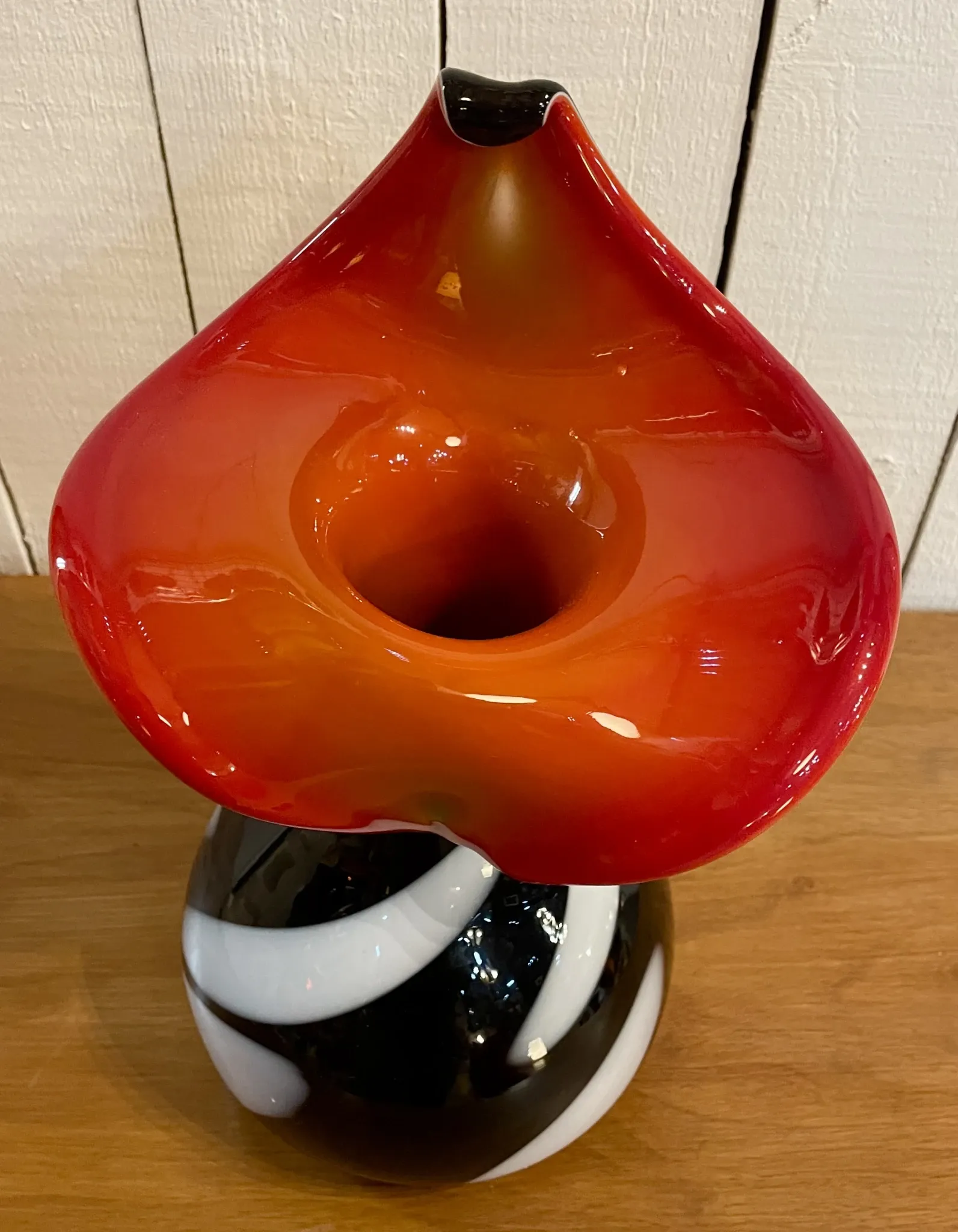 Italian "zebra" glass vase