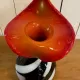 Italian "zebra" glass vase