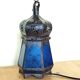 Blue hexagonal Moroccan lantern table lamp