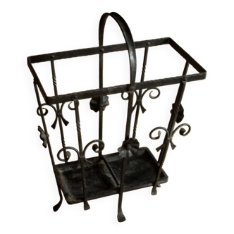 Handmade heavy wrought iron umbrella stand, vintage from the 1950s