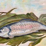 Oil on canvas trout