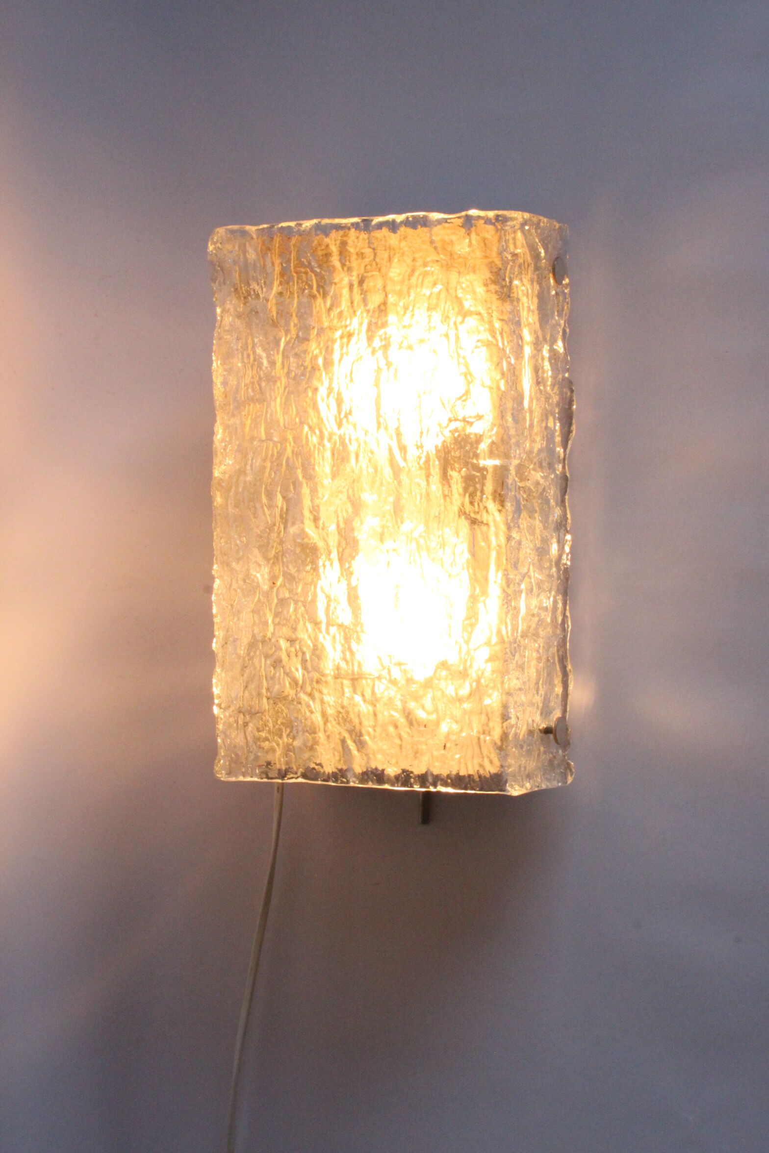 Ice glass wall sconce by Kaiser Leuchten, Germany 1960