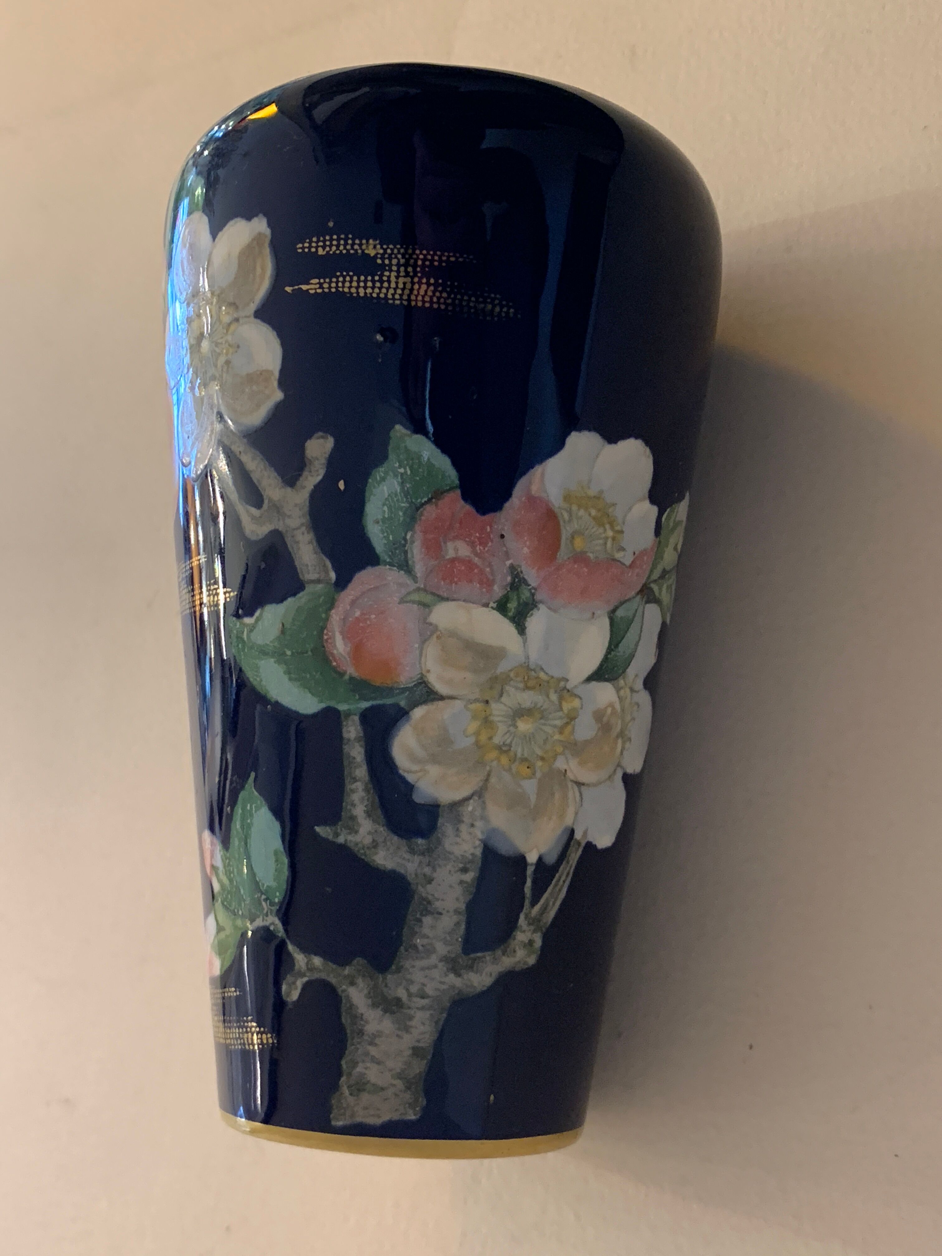 Vase art nouveau céramique bleue cobalt signé Villeroy et Boch Selency
