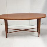 Scandinavian coffee table in teak & glass 1960 vintage