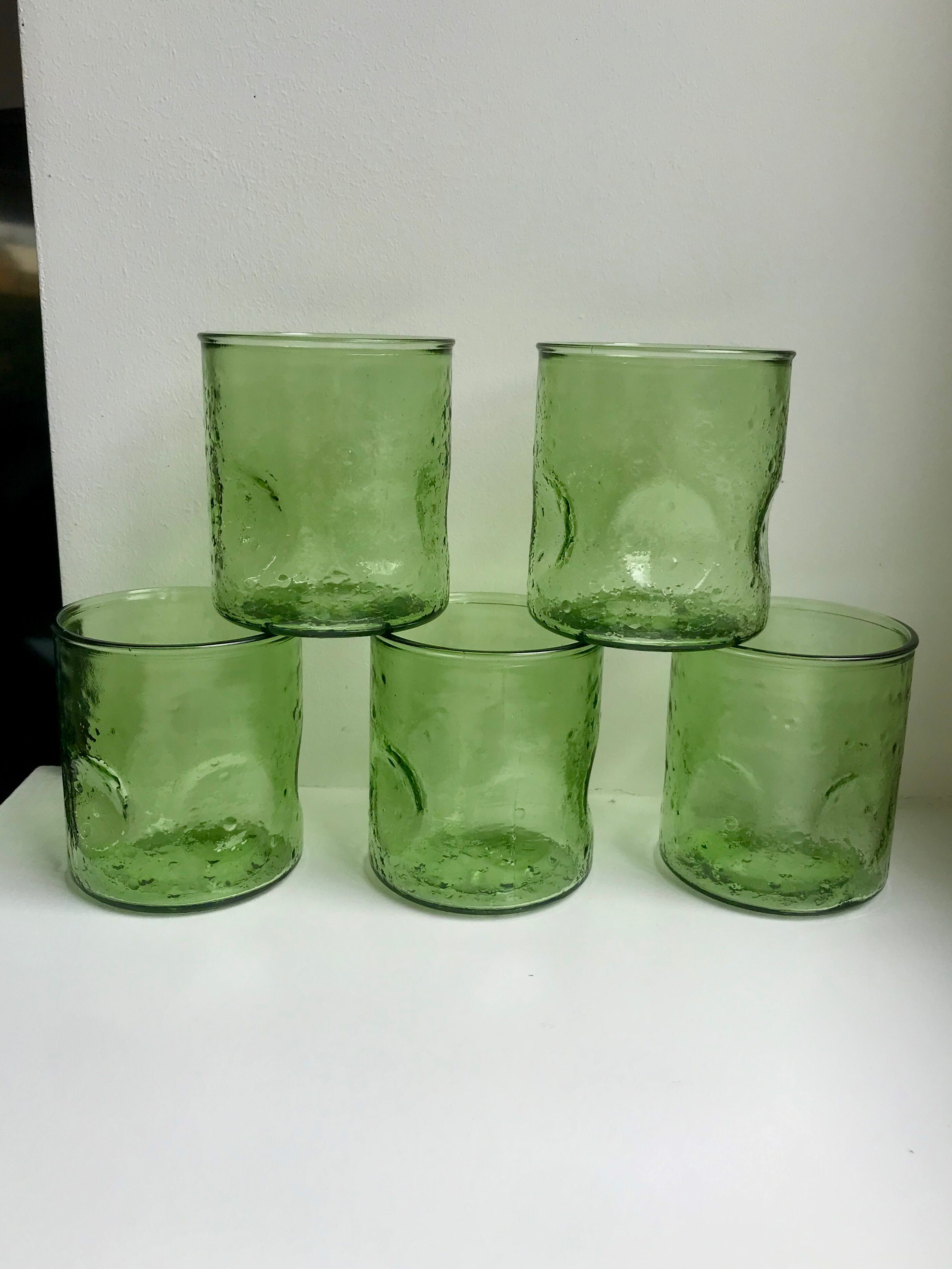 Set of 5 glasses bubbled glass style biot years 60-70