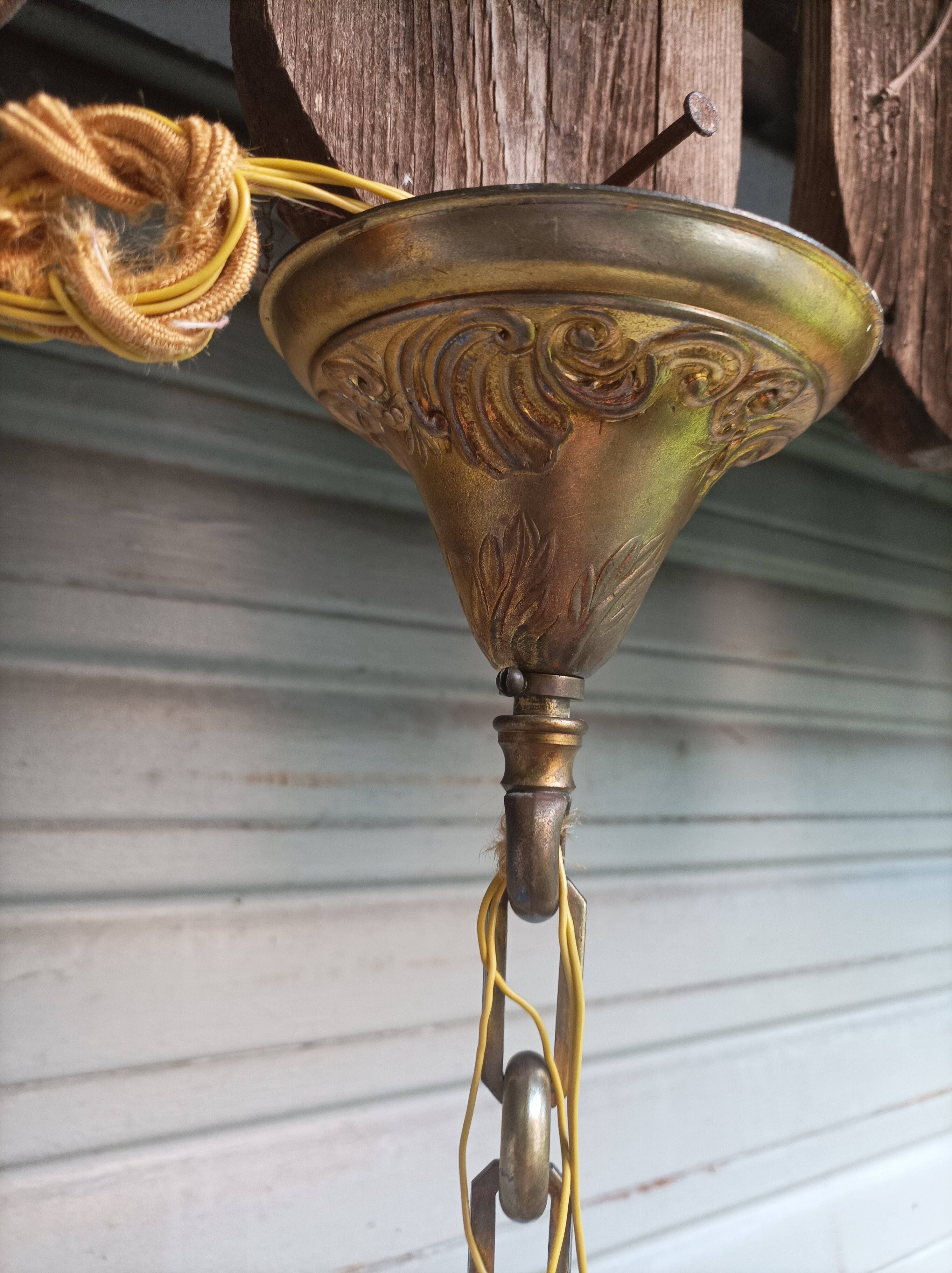 Rare old cage chandelier in gilded bronze and crystal 4 lights / WORKING CONDITION LEFT?