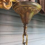 Rare old cage chandelier in gilded bronze and crystal 4 lights / WORKING CONDITION LEFT?