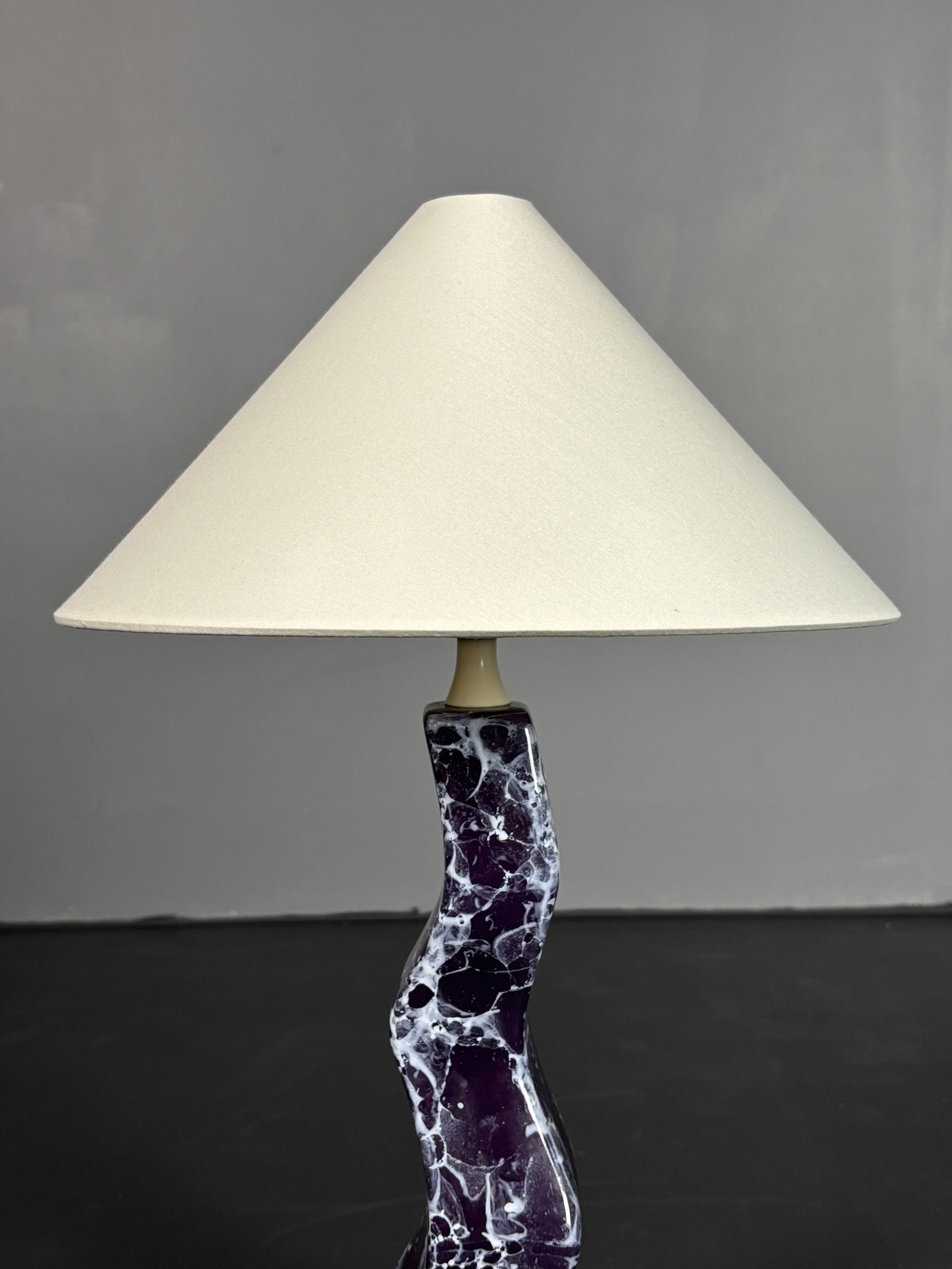 Post modern curvy wavy faux marble zig zag lamp, 1980s