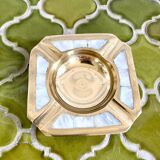 Mother-of-pearl and brass ashtray