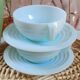 Art Deco blue opaline cups